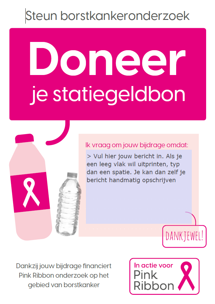 Statiegeld flyer Pink Ribbon - invulbaar