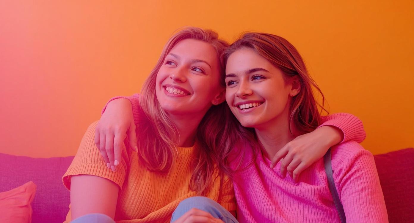 Twee vriendinnen omhelzen elkaar